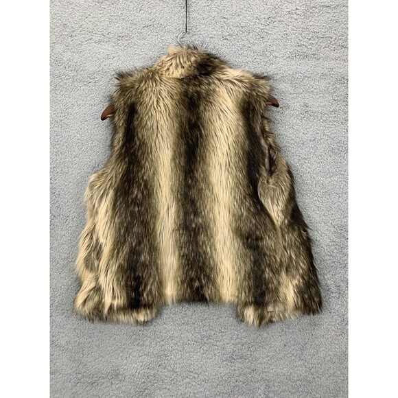 CI SONO by VACATINI L/G Large Faux Fur Vest Brown Beige Cream Tan - Picture 7 of 11